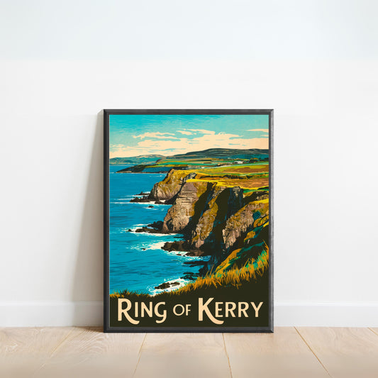 Ring of Kerry Vintage Travel Poster - Rolling Landscapes