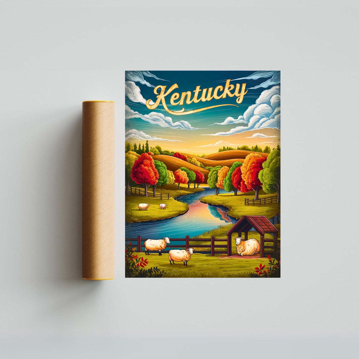 Kentucky Vintage Travel Poster - Scenic Landscapes