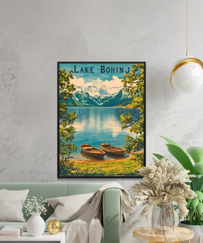 Lake Bohinj Vintage Travel Poster - Slovenian Gem