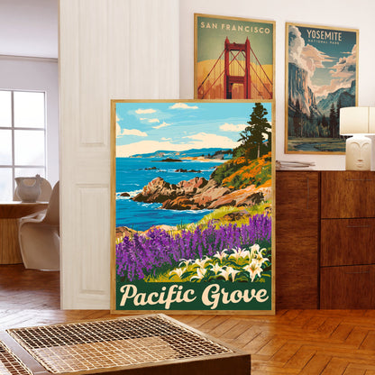 Pacific Grove Vintage Travel Poster - Lakeside Elegance