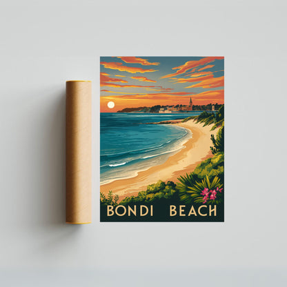 Bondi Beach Vintage Travel Poster- Retro Waves: A Nostalgic Look