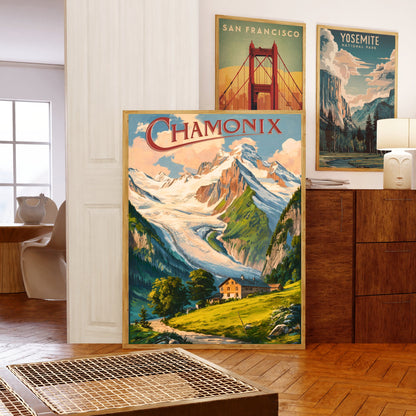 Chamonix Vintage Travel Poster