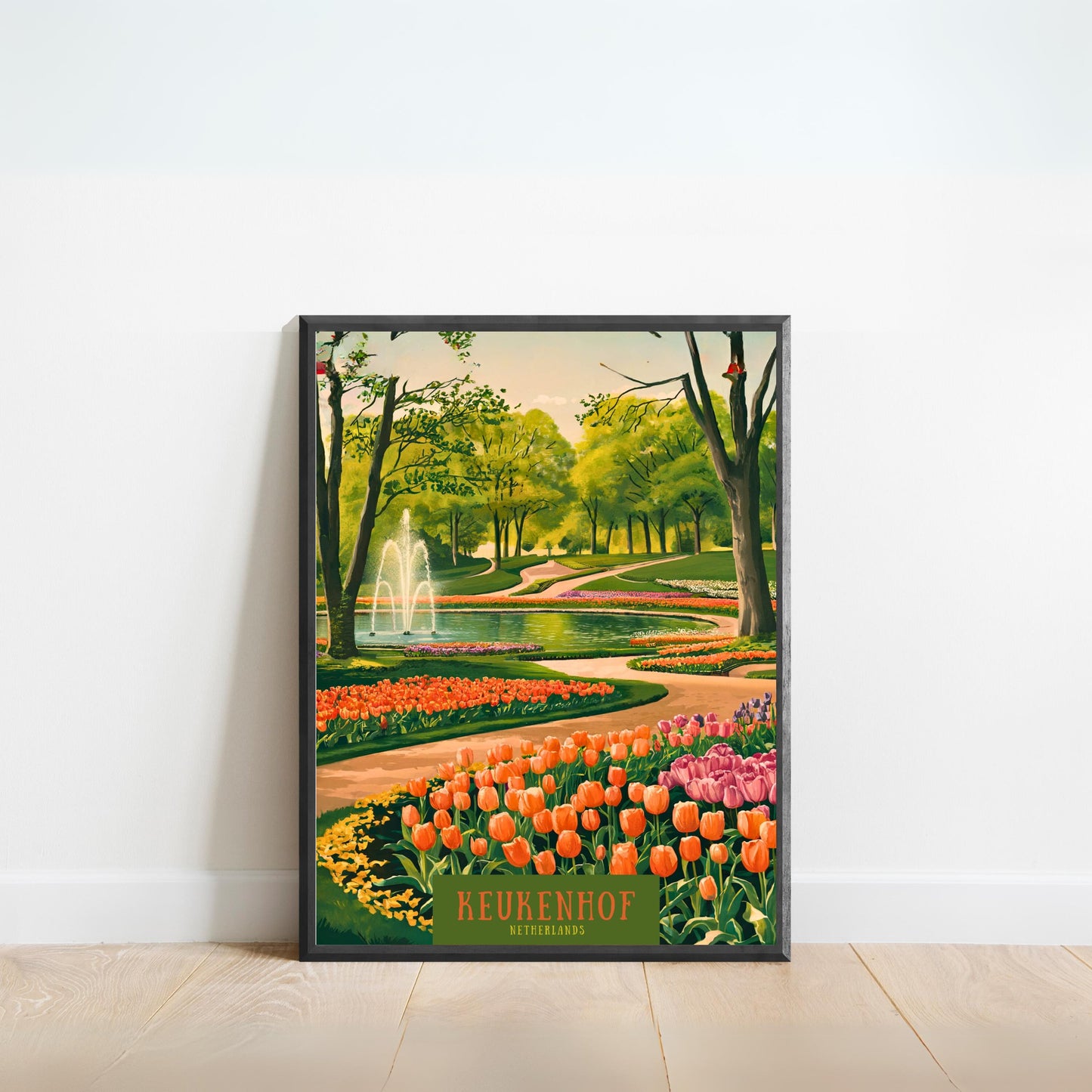 Keukenhof Lake Vintage Travel Poster  - Botanical Garden