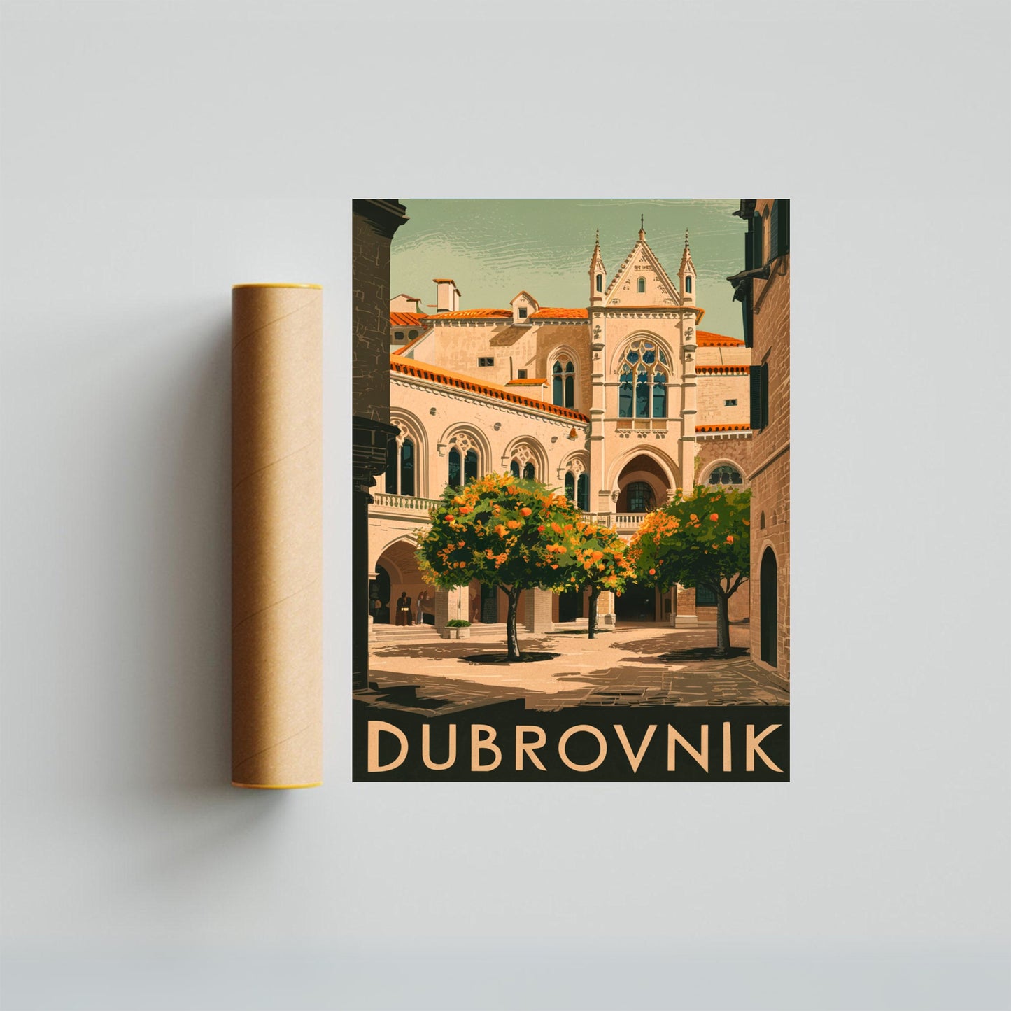 Dubrovnik Vintage Travel Poster - Timeless Adriatic Gem