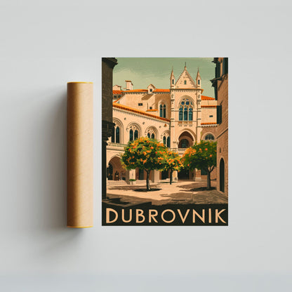 Dubrovnik Vintage Travel Poster - Timeless Adriatic Gem