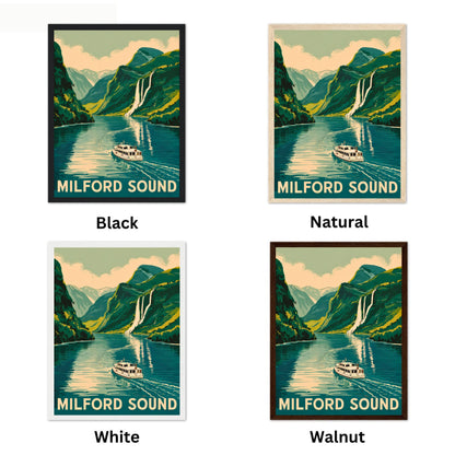 Milford Sound Vintage Travel Poster - New Zealand's Natural Wonder