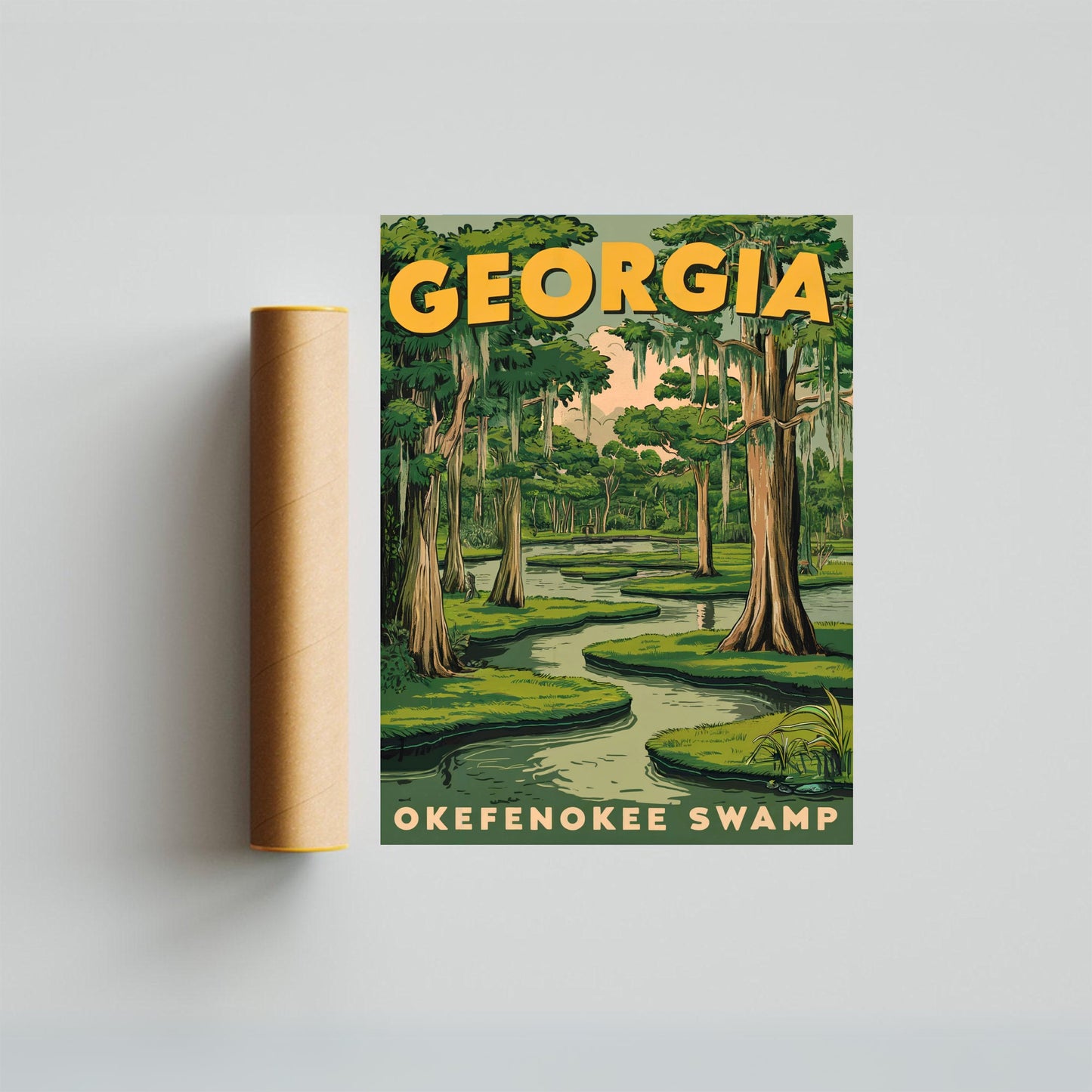 Okefenokee Swamp Vintage Travel Poster - Timeless Wetland Wonderland