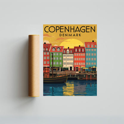 Copenhagen Vintage Travel Poster - Timeless Nordic Charm