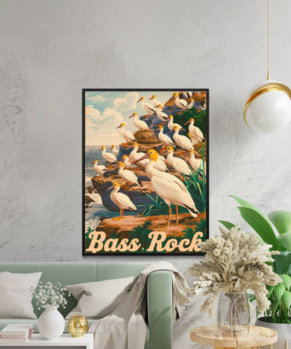 Bass Rock Vintage Travel Poster