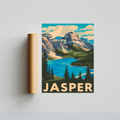 Jasper Vintage Travel Poster - Pristine Lakes