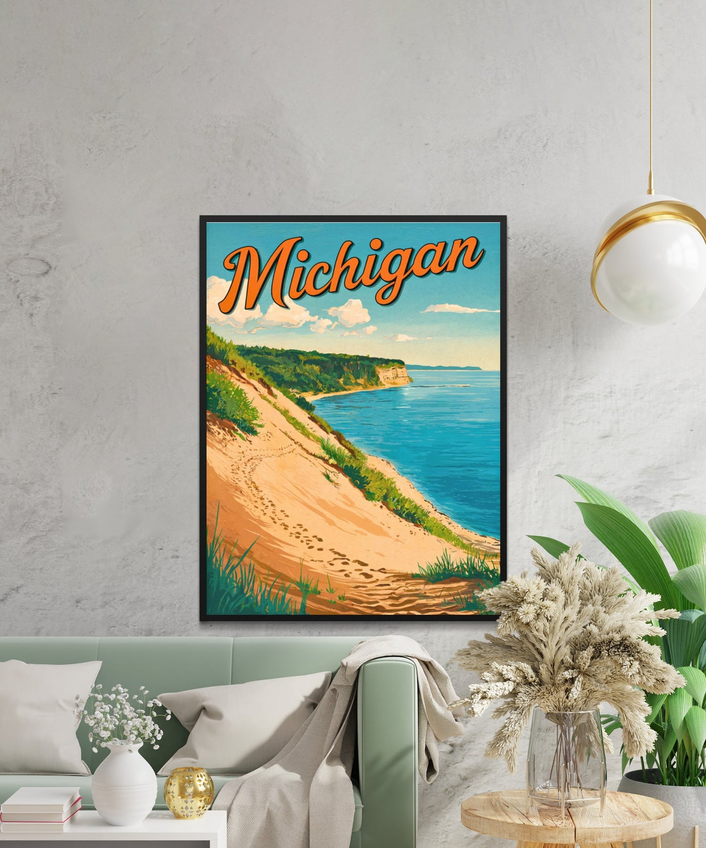 Michigan Vintage Travel Poster - Sand Dunes