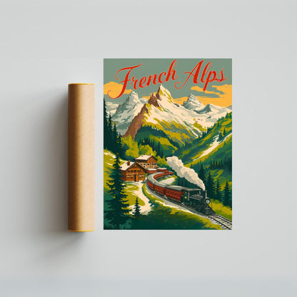 French Alps Vintage Travel Poster - Beautiful Views