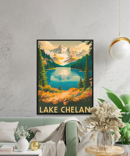 Lake Chelan Vintage Travel Poster - Pristine Waters