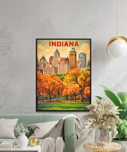 Indiana Vintage Travel Poster