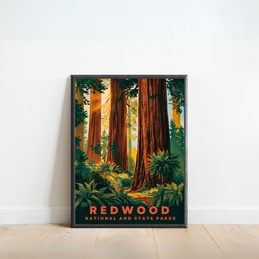 Redwood National and State Parks  Vintage Travel Poster - Giants of the Forest