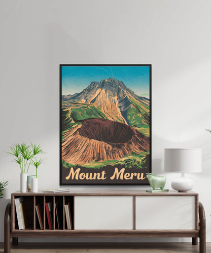 Mount Meru Vintage Travel Poster - Tanzania Landmark