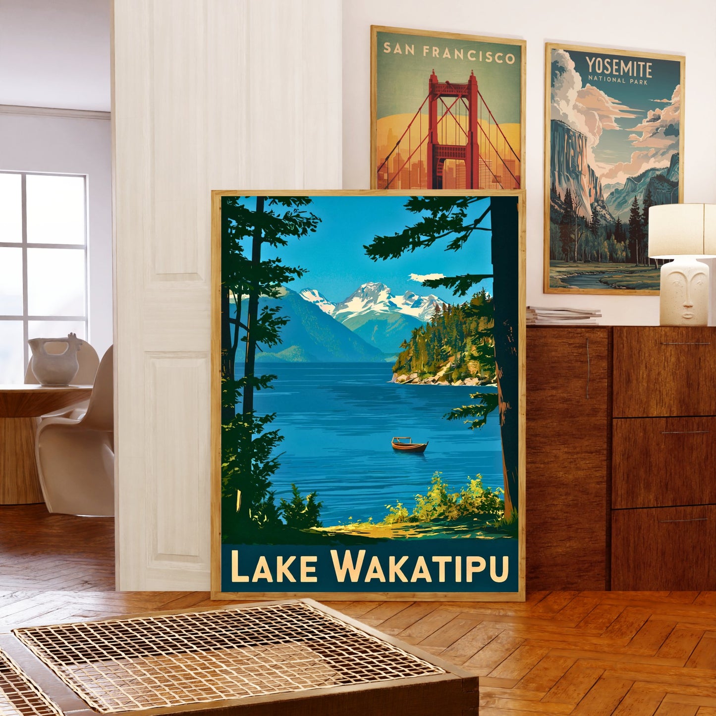 Lake Wakatipu Vintage Travel Poster - New Zealand Lake