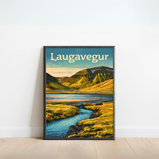 Laugavegur Vintage Travel Poster