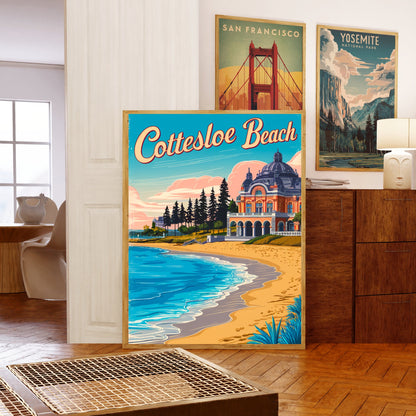 Cottesloe Beach Vintage Travel Poster