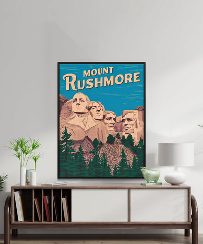 Mount Rushmore Vintage Travel Poster