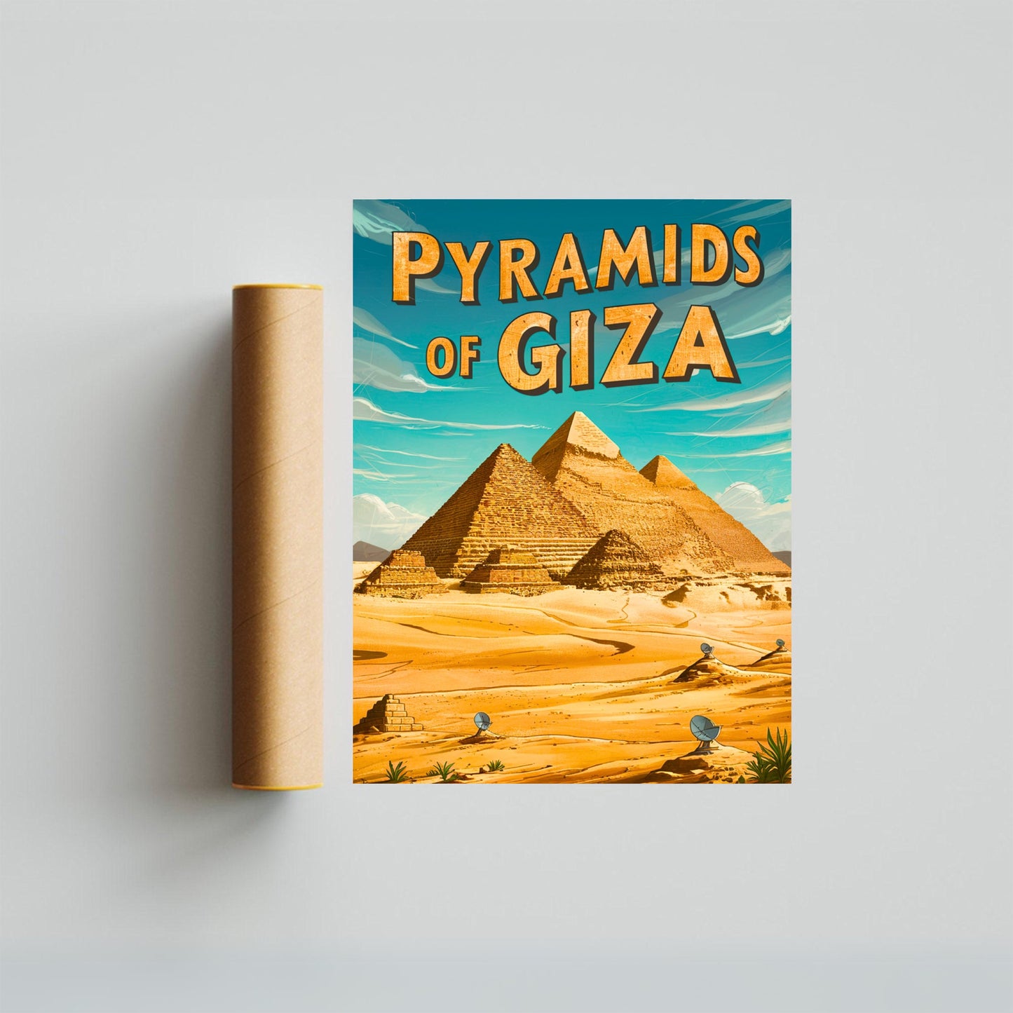 Pyramids of Giza Vintage Travel Poster