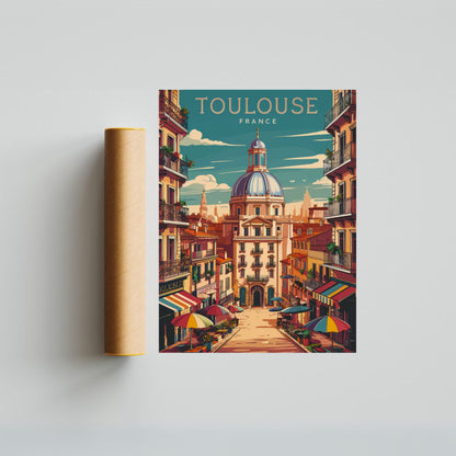 Toulouse  Vintage Travel Poster - Cityscape Views