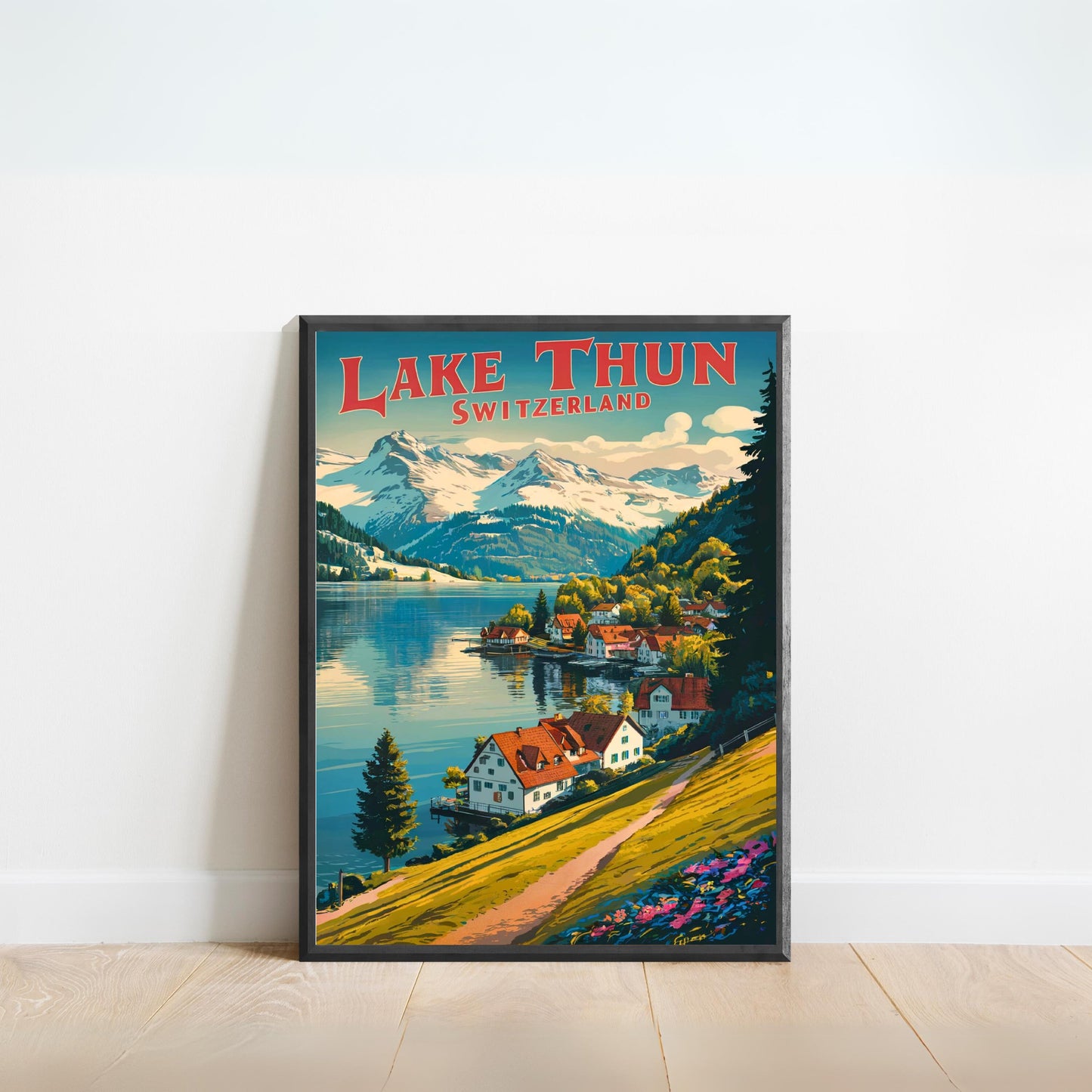 Lake Thun Vintage Travel Poster