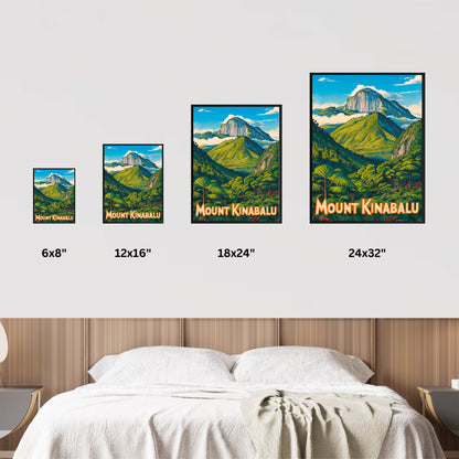 Mount Kinabalu Vintage Travel Poster