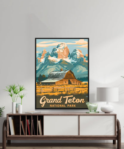 Grand Teton Vintage Travel Poster - Mountain Splendor