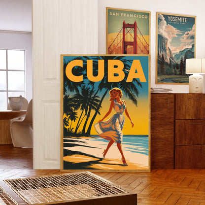 Cuba Vintage Travel Poster - Paradise Beach in Caribbean