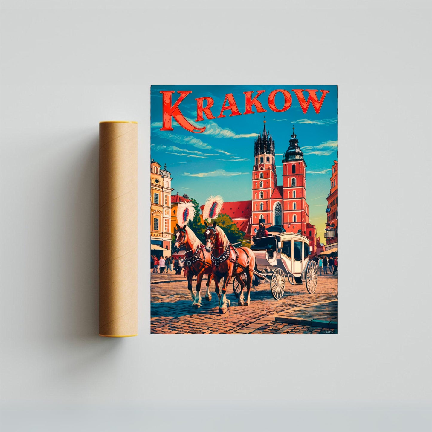 Krakow Vintage Travel Poster