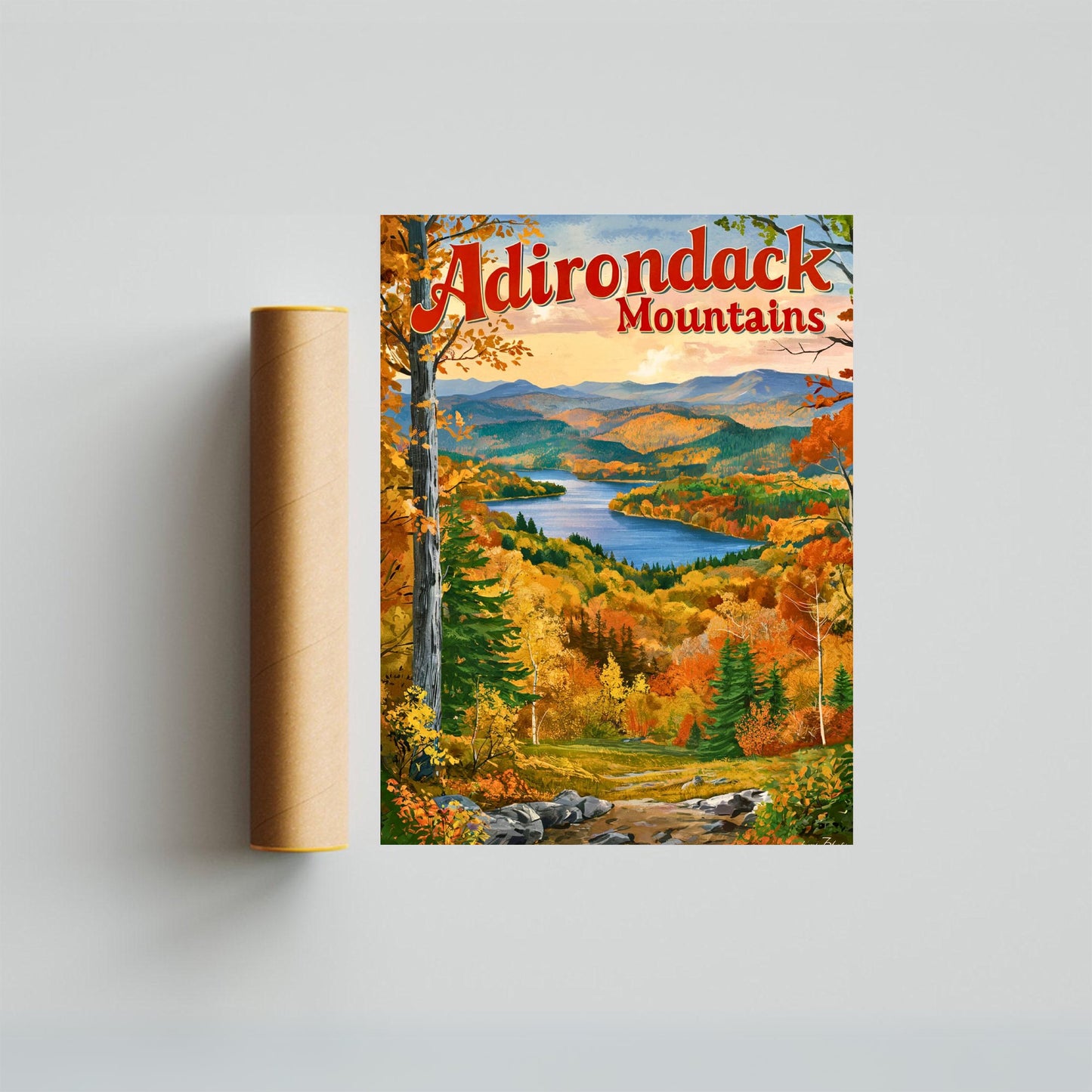 Adirondack Mountains Vintage Travel Poster