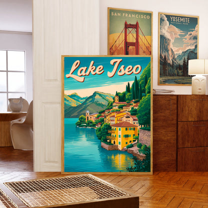 Lake Iseo Vintage Travel Poster