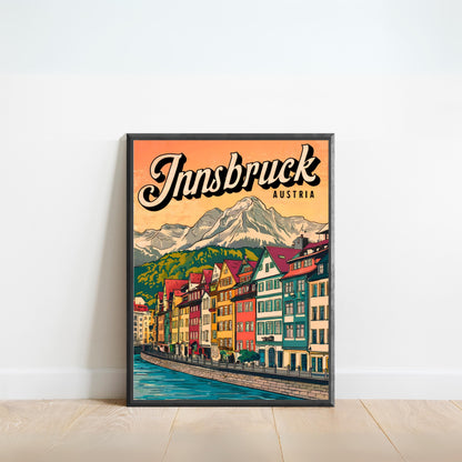 Innsbruck Vintage Travel Poster  - The Heart of Tyrol