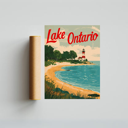 Lake Ontario Vintage Travel Poster - Canadian Waterscape