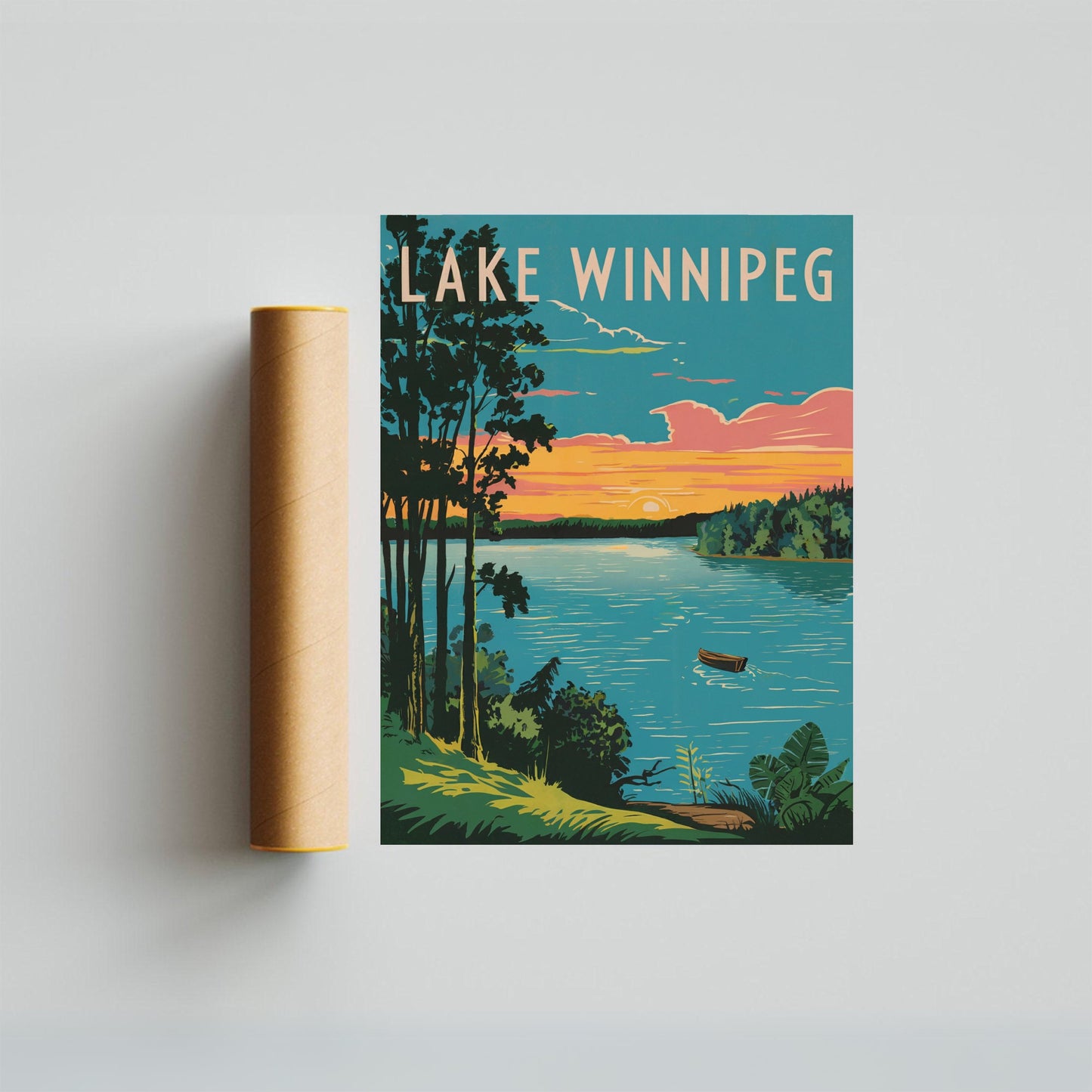 Lake Winnipeg Vintage Travel Poster - Timeless Northern Waters