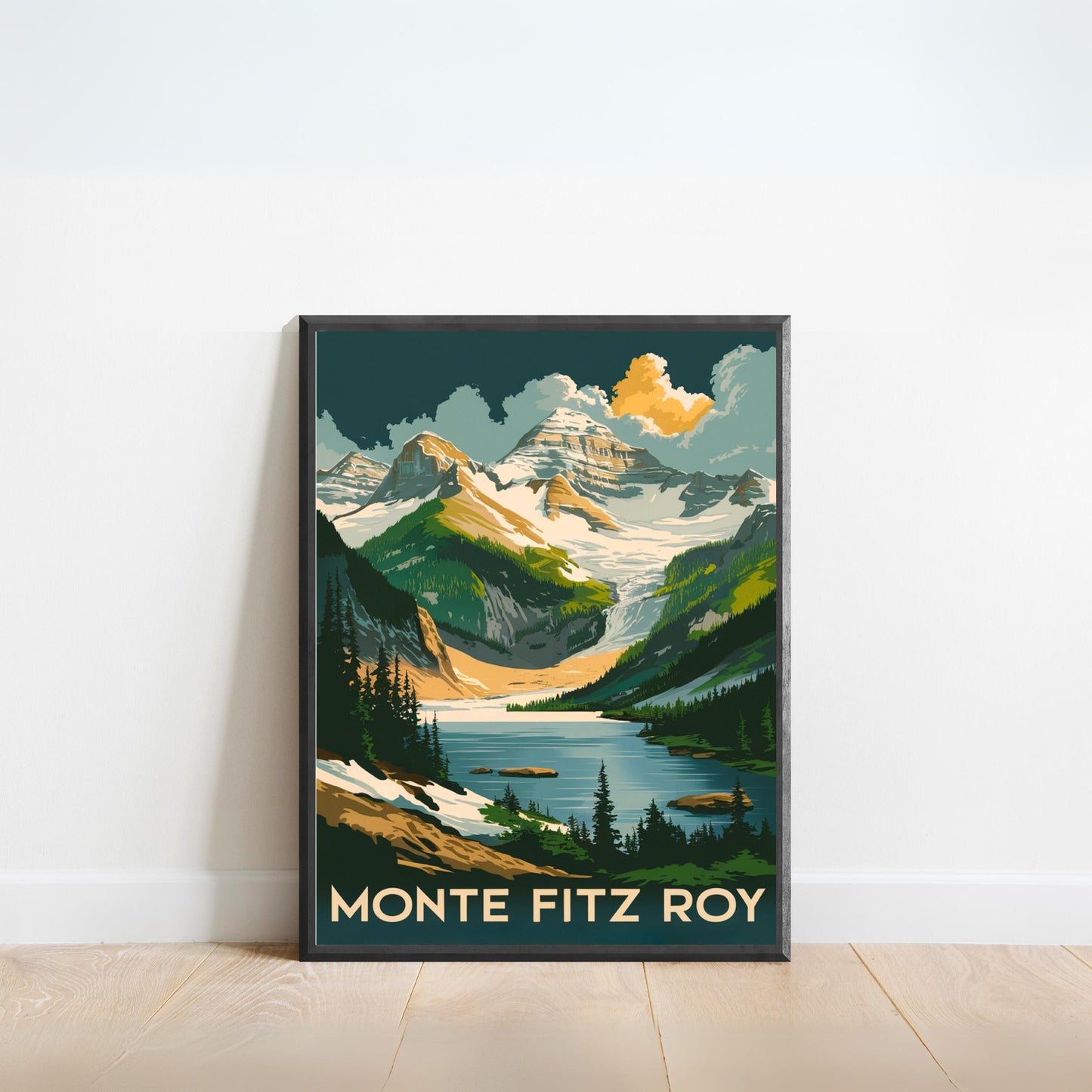 Monte Fitz Roy Vintage Travel Poster - Mountainous Landscape