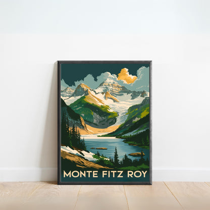 Monte Fitz Roy Vintage Travel Poster - Mountainous Landscape