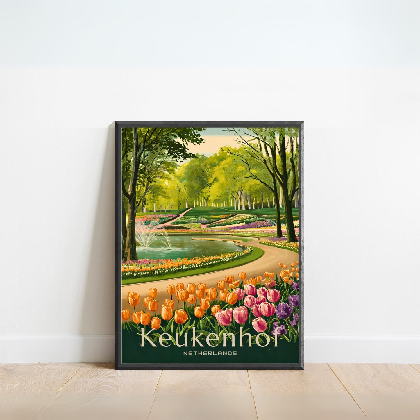 Keukenhof Lake Vintage Travel Poster