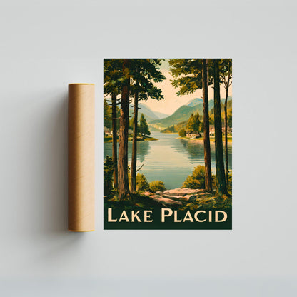 Lake Placid Vintage Travel Poster - Timeless Adirondack Beauty