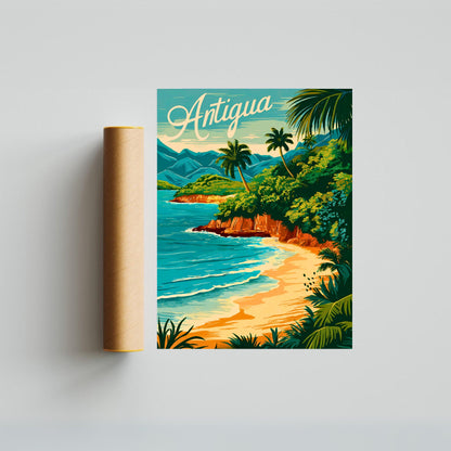 Antigua Vintage Travel Poster - Caribbean Paradise