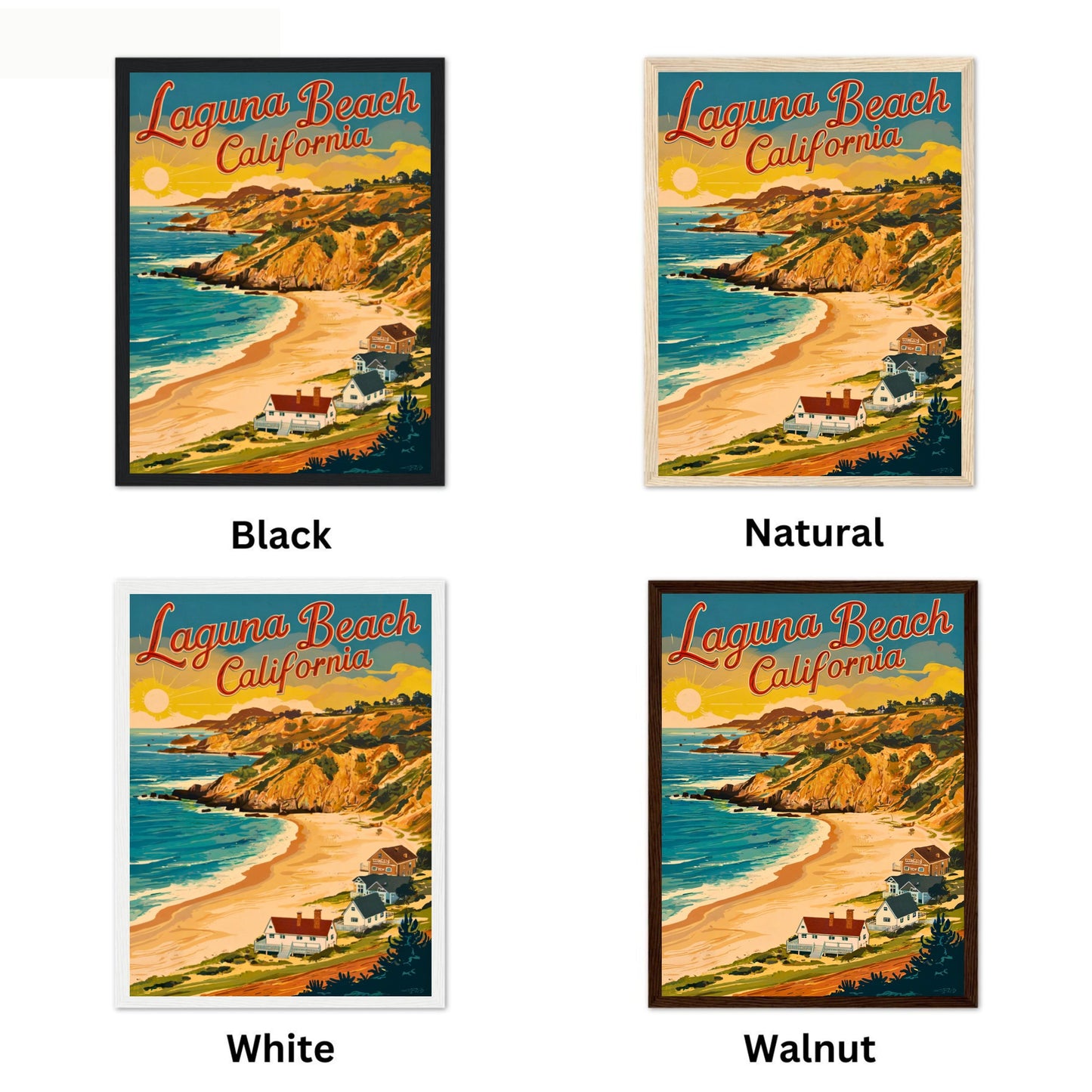 Laguna Beach Vintage Travel Poster - Timeless Coastal Elegance