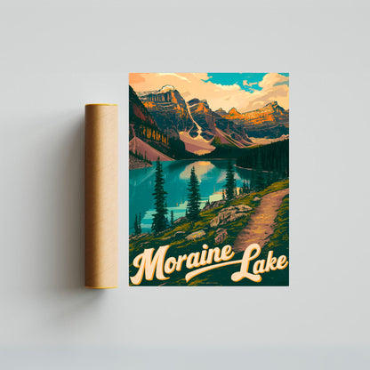 Moraine Lake Vintage Travel Poster