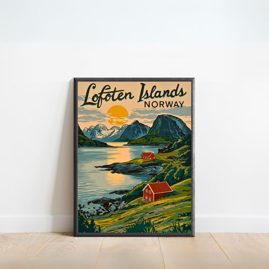 Lofoten Islands Vintage Travel Poster - Timeless Nordic Beauty