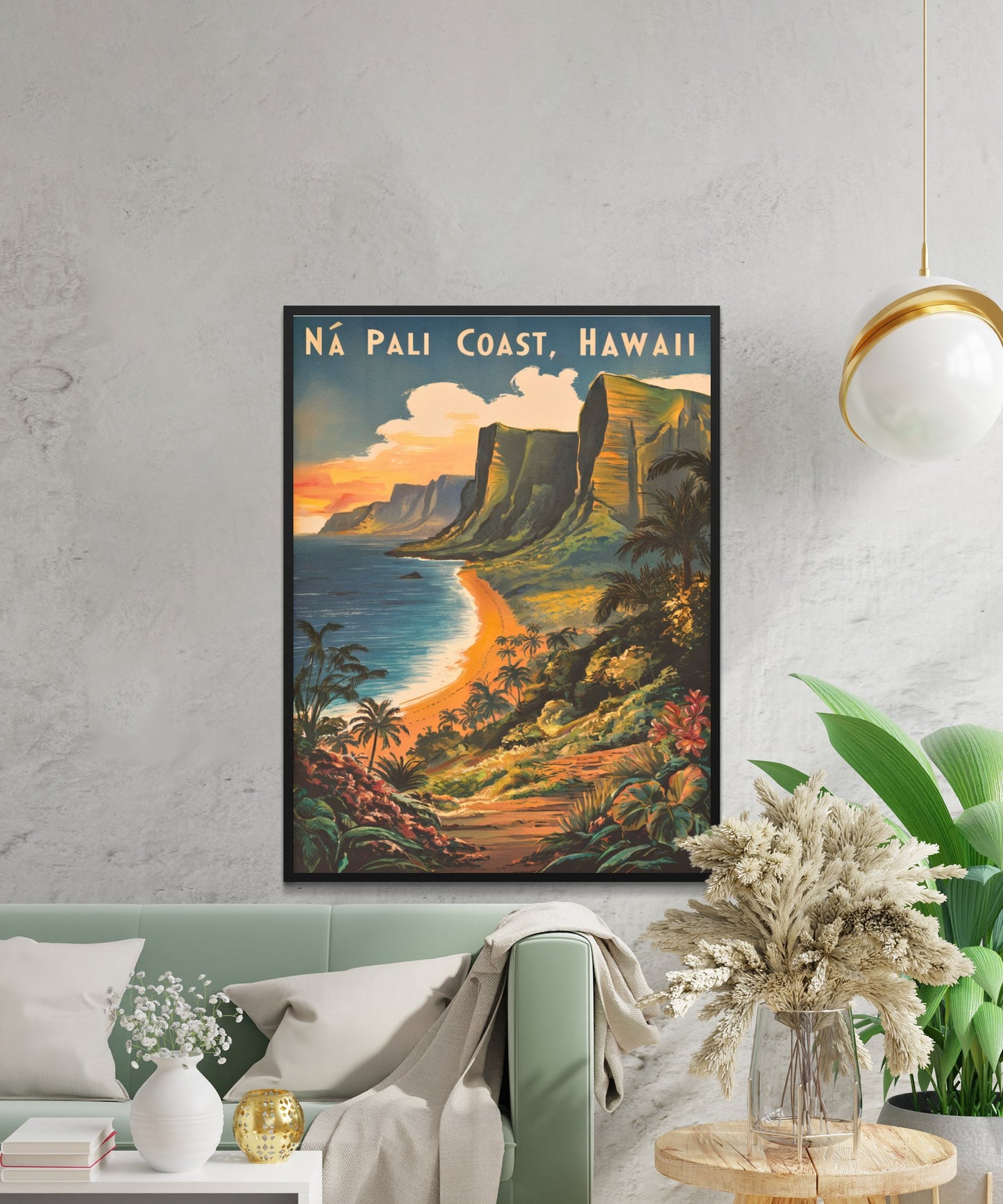 Nā Pali Coast Vintage Travel Poster - Timeless Hawaiian Majesty