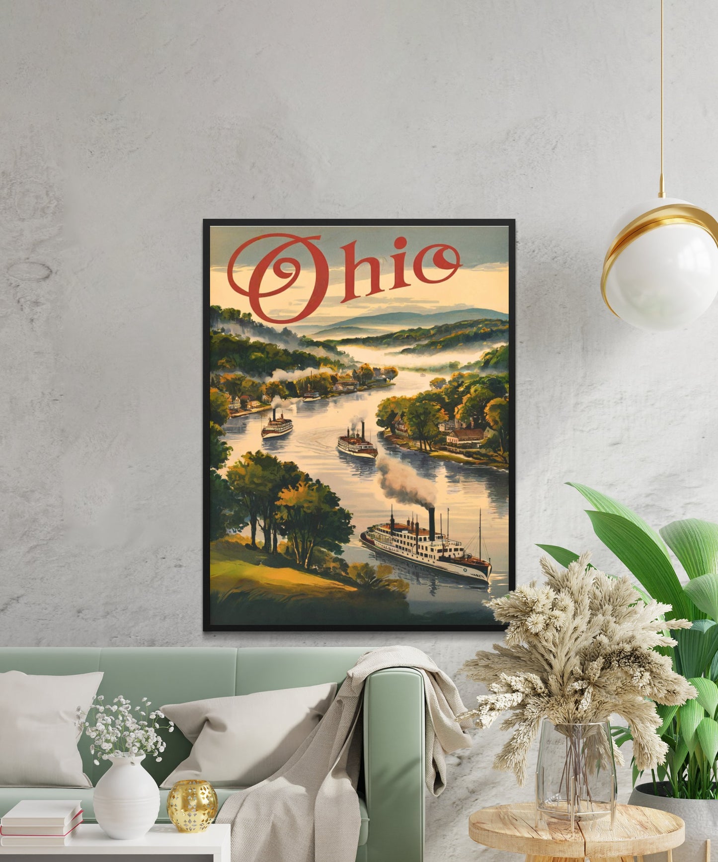 Ohio Vintage Travel Poster - Lake Erie to the Appalachian Hills