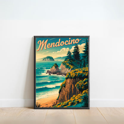 Mendocino Vintage Travel Poster