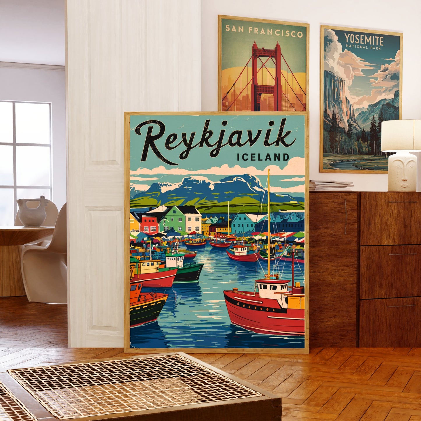 Reykjavik Vintage Travel Poster