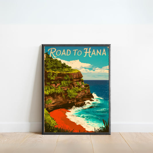 Road to Hana Vintage Travel Poster