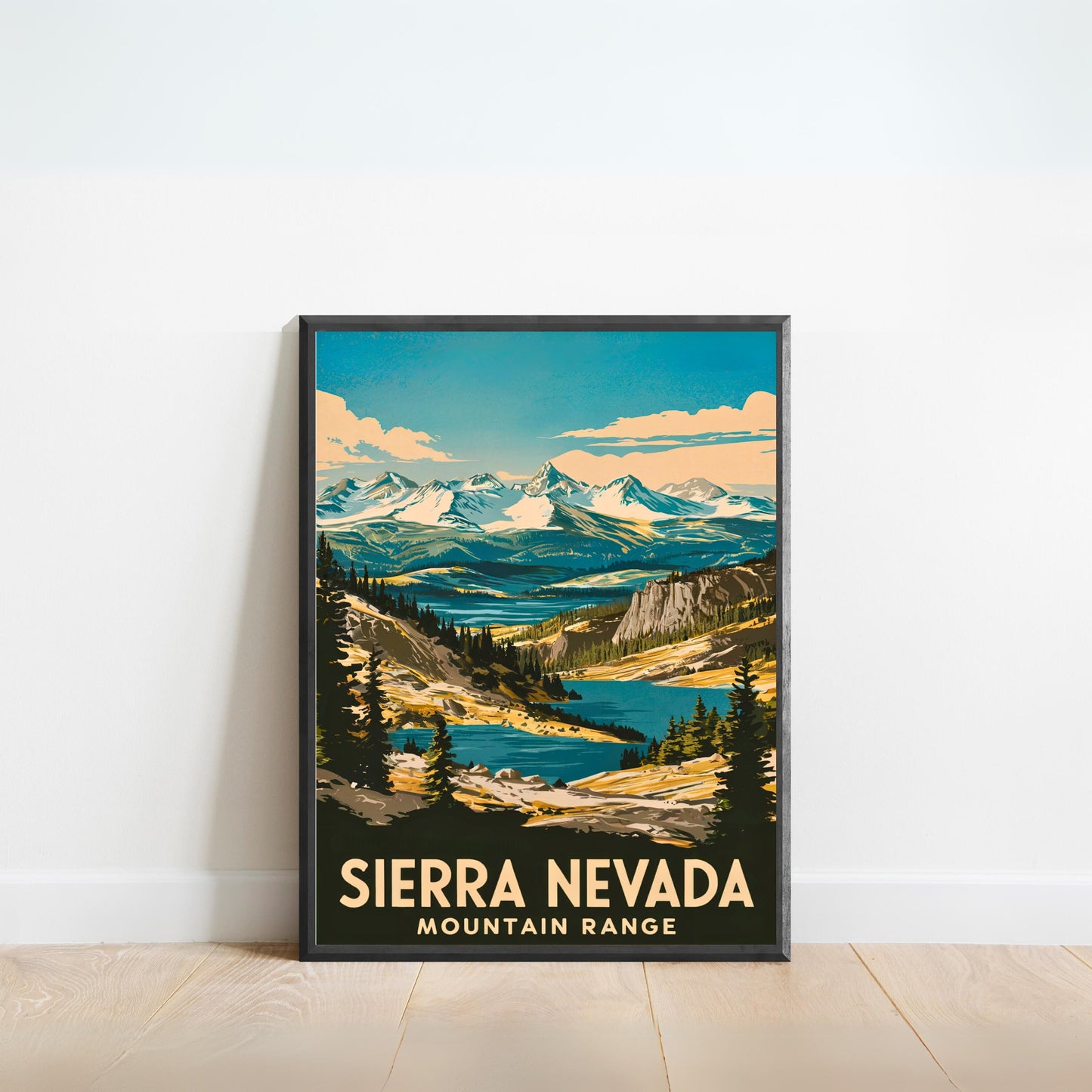 Sierra Nevada Vintage Travel Poster - Mountain Range